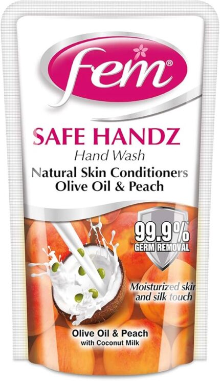 Fem Safe Handz Hand Wash Olive Oil & Peach With Coconut Milk 185ml